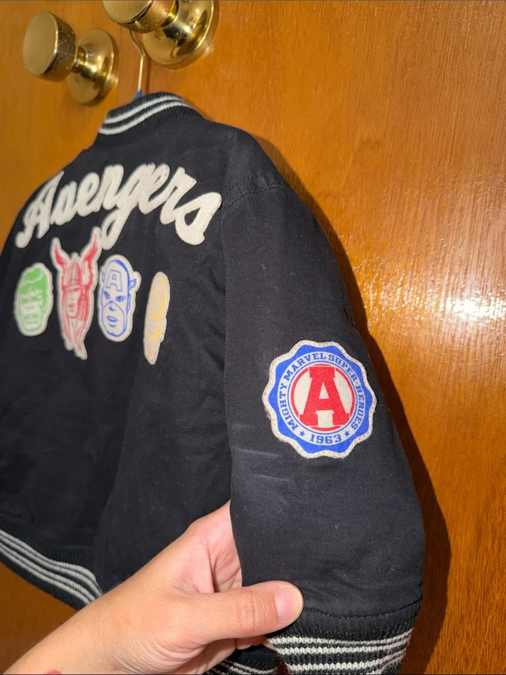 Gap Kids Black Varsity Jacket with Red 'A' Patch